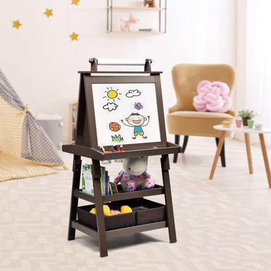 3 in 1 Double-Sided Storage Art Easel-Brown at Set Shop and Smile