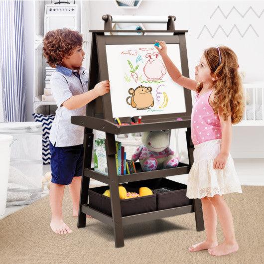 3 in 1 Double-Sided Storage Art Easel-Brown at Set Shop and Smile