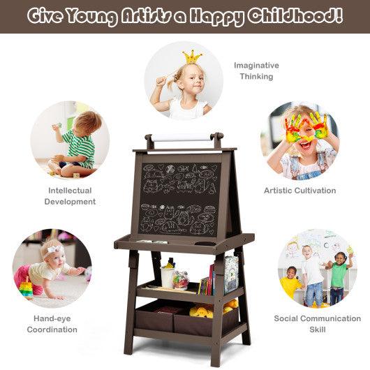3 in 1 Double-Sided Storage Art Easel-Brown at Set Shop and Smile