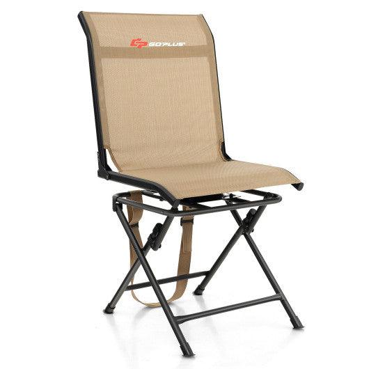 All-weather Outdoor Foldable 360-Degree Swivel Chair with Iron Frame-Brown at Set Shop and Smile