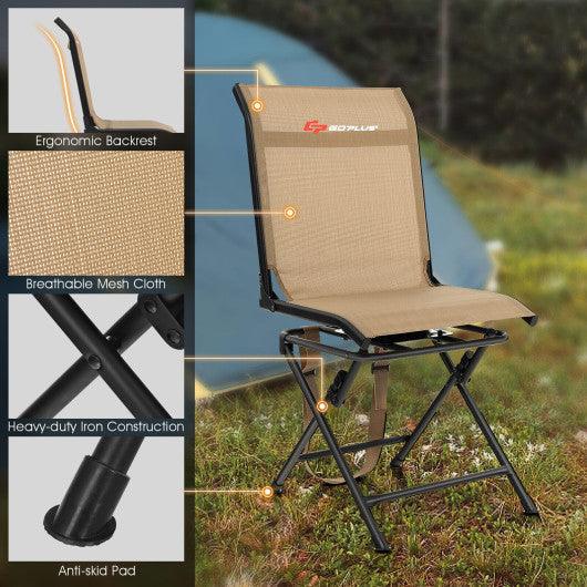 All-weather Outdoor Foldable 360-Degree Swivel Chair with Iron Frame-Brown at Set Shop and Smile