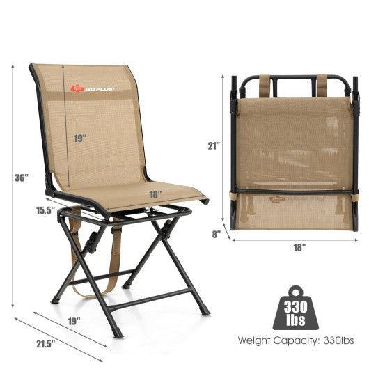 All-weather Outdoor Foldable 360-Degree Swivel Chair with Iron Frame-Brown at Set Shop and Smile