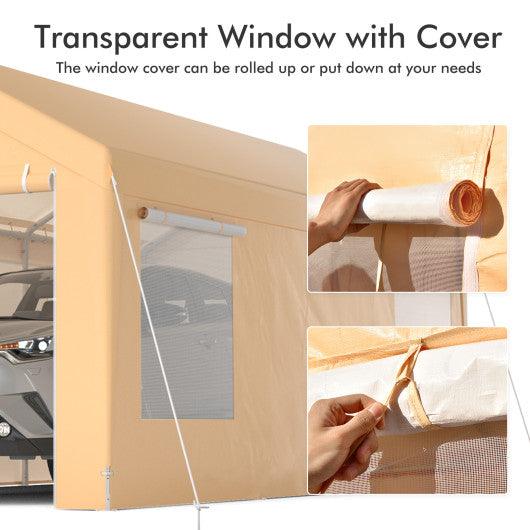 10 x 20 Feet Heavy-Duty Steel Portable Carport Car Canopy Shelter-Yellow at Set Shop and Smile