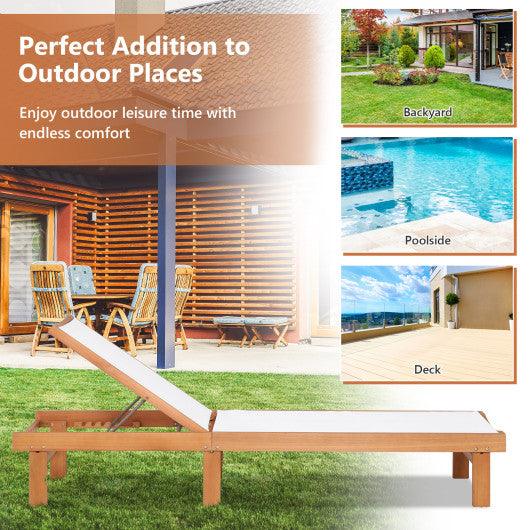 Outdoor Wood Chaise Lounge Chair with 5-Postion Adjustable Back at Set Shop and Smile
