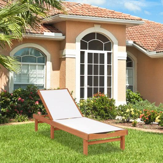 Outdoor Wood Chaise Lounge Chair with 5-Postion Adjustable Back at Set Shop and Smile