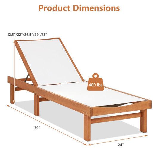 Outdoor Wood Chaise Lounge Chair with 5-Postion Adjustable Back at Set Shop and Smile