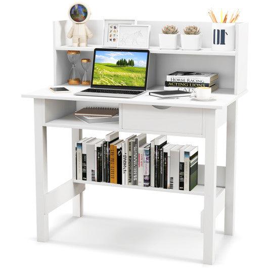 Home Office Computer Desk with Storage Shelves and Drawer Ideal for Working and Studying at Set Shop and Smile