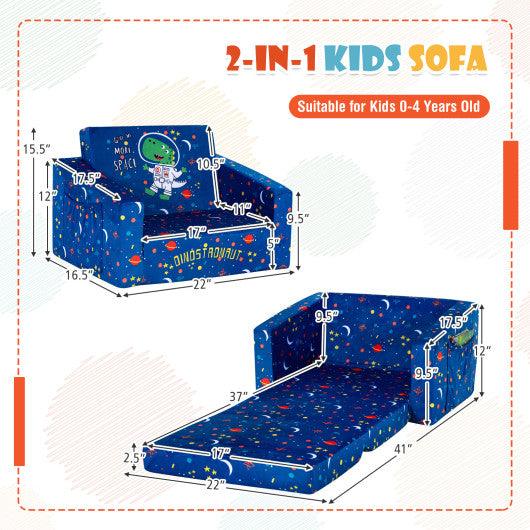 2-in-1 Convertible Kids Sofa with Velvet Fabric-Blue at Set Shop and Smile