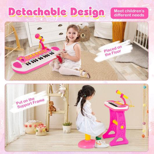 31-Key Kids Piano Keyboard Toy with Microphone and Multiple Sounds for Age 3+-Pink at Set Shop and Smile