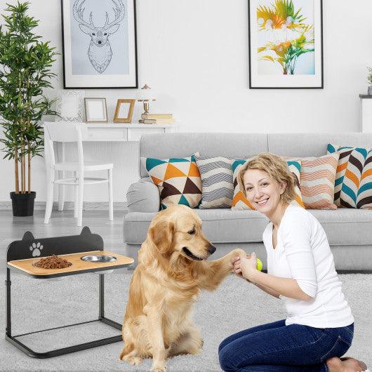 Dog Bowl Stand with 2 Stainless Steel Food Water Bowls at Set Shop and Smile