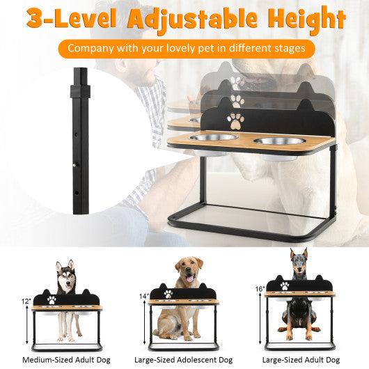 Dog Bowl Stand with 2 Stainless Steel Food Water Bowls at Set Shop and Smile
