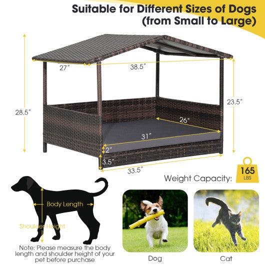 Outdoor Wicker Dog House with Weatherproof Roof-Gray at Set Shop and Smile