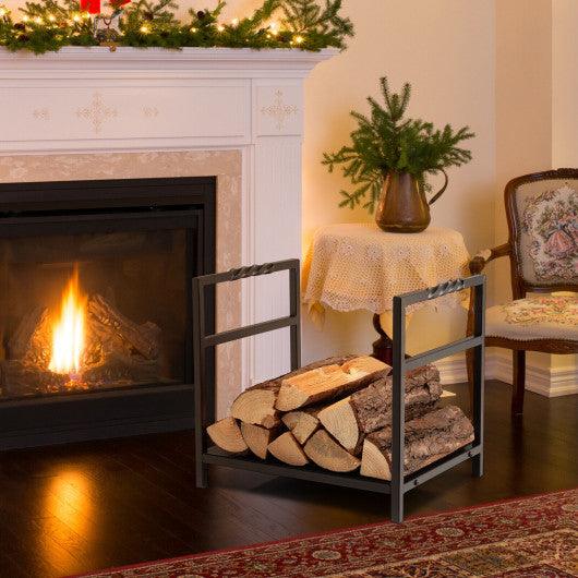 Firewood Log Rack with Unique Handle and Raised Feet-Black at Set Shop and Smile