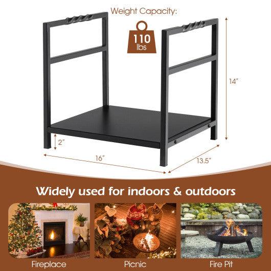 Firewood Log Rack with Unique Handle and Raised Feet-Black at Set Shop and Smile