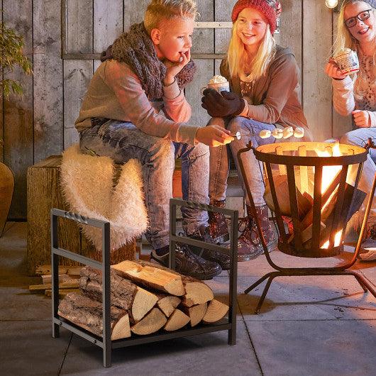 Firewood Log Rack with Unique Handle and Raised Feet-Black at Set Shop and Smile