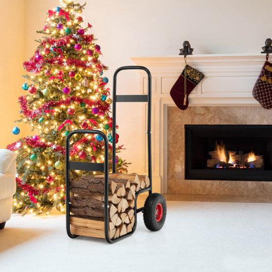 Firewood Log Cart Carrier with Wear-Resistant and Shockproof Rubber Wheels at Set Shop and Smile