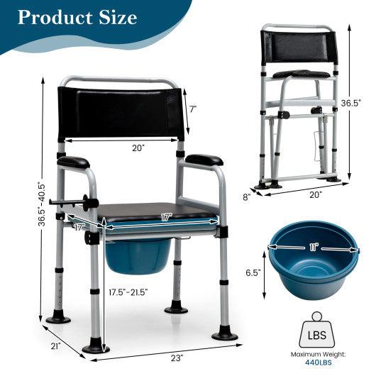 4-in-1 Folding Bedside Commode Chair with Detachable Bucket and Towel Holder at Set Shop and Smile