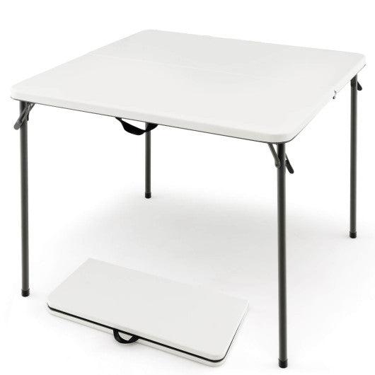Folding Camping Table with All-Weather HDPE Tabletop and Rustproof Steel Frame-White at Set Shop and Smile
