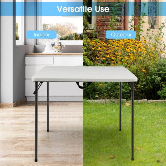 Folding Camping Table with All-Weather HDPE Tabletop and Rustproof Steel Frame-White at Set Shop and Smile