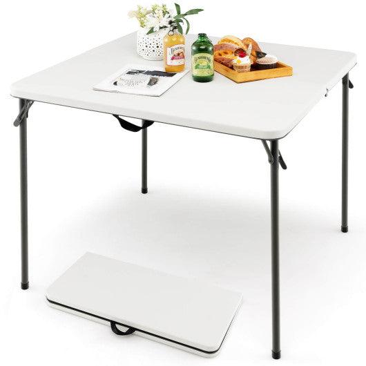 Folding Camping Table with All-Weather HDPE Tabletop and Rustproof Steel Frame-White at Set Shop and Smile