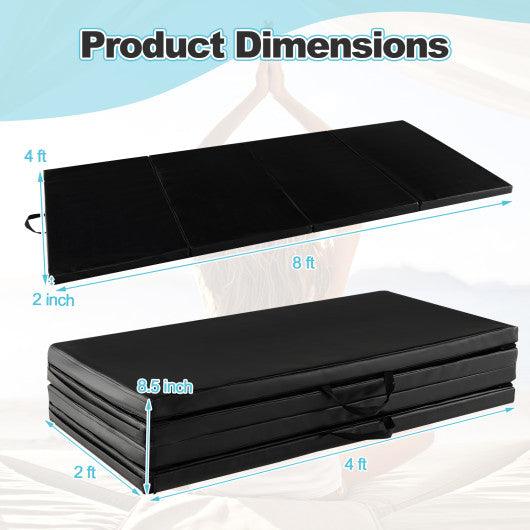 Folding Gymnastics Mat with Carry Handles and Sweatproof Detachable PU Leather Cover-Black at Set Shop and Smile