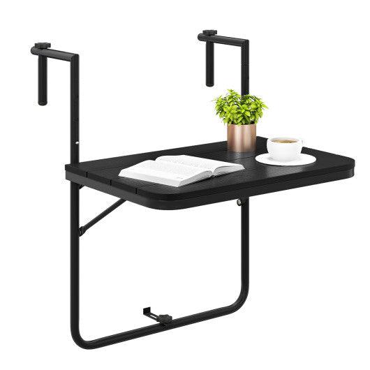 Folding Hanging Table with 3-Level Adjustable Height for Patio Balcony-Black at Set Shop and Smile