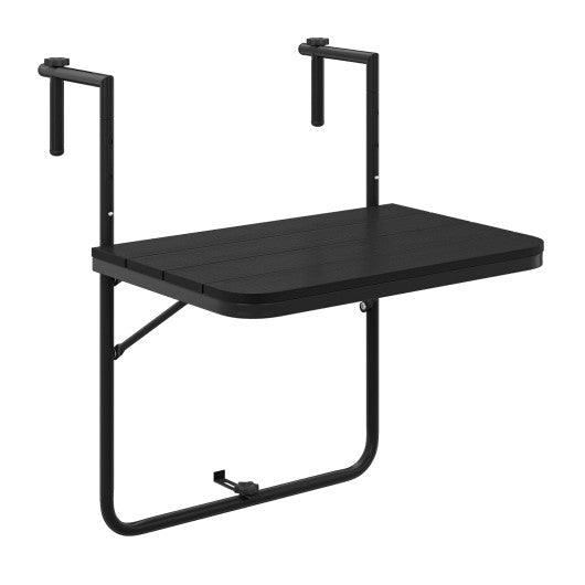 Folding Hanging Table with 3-Level Adjustable Height for Patio Balcony-Black at Set Shop and Smile