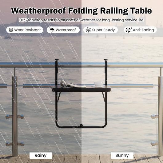 Folding Hanging Table with 3-Level Adjustable Height for Patio Balcony-Black at Set Shop and Smile