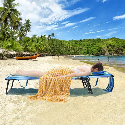 Beach Chaise Lounge Chair with Face Hole and Removable Pillow-Blue & Green at Set Shop and Smile