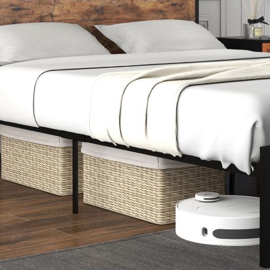 Full/Queen Bed Frame with 2-Tier Storage Headboard and Charging Station-Full Size at Set Shop and Smile