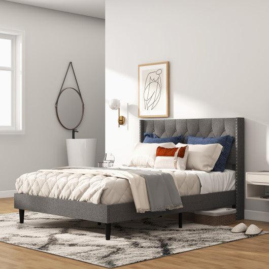Full/Queen Size Upholstered Platform Bed with Button Tufted Headboard-Full Size at Set Shop and Smile