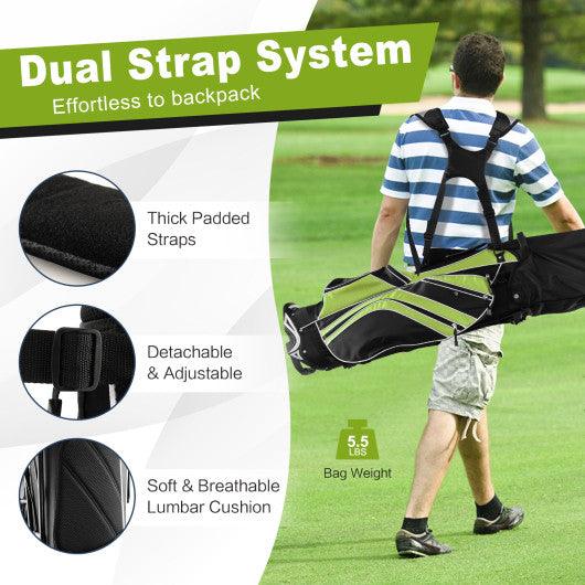 Golf Stand Cart Bag with 6-Way Divider Carry Pockets-Green at Set Shop and Smile