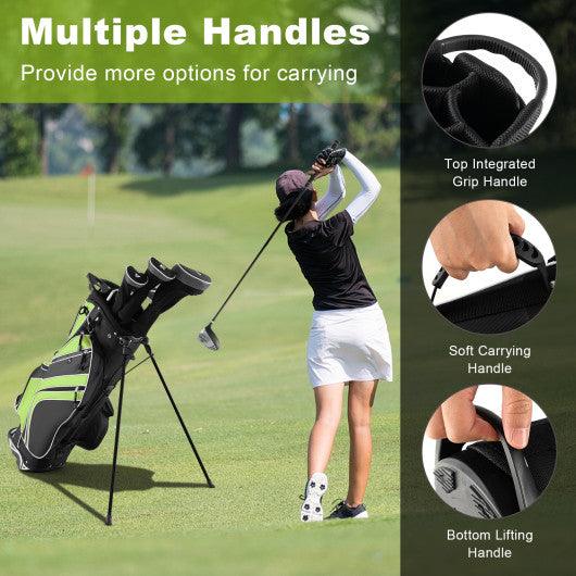 Golf Stand Cart Bag with 6-Way Divider Carry Pockets-Green at Set Shop and Smile