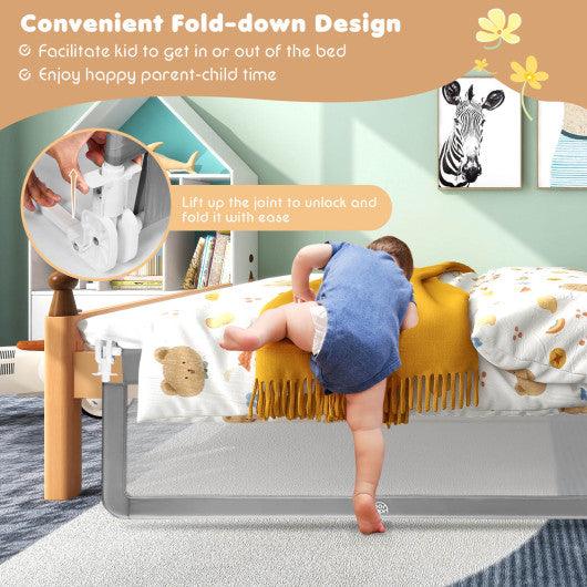 59 Inch Folding Breathable Baby Bed Rail Guard with Safety Strap-Gray at Set Shop and Smile
