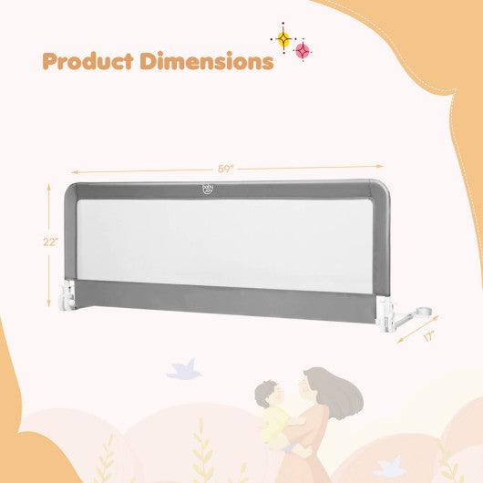 59 Inch Folding Breathable Baby Bed Rail Guard with Safety Strap-Gray at Set Shop and Smile
