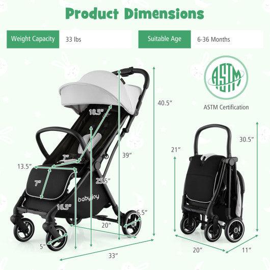 One-Hand Folding Portable Lightweight Baby Stroller with Aluminum Frame-Gray at Set Shop and Smile
