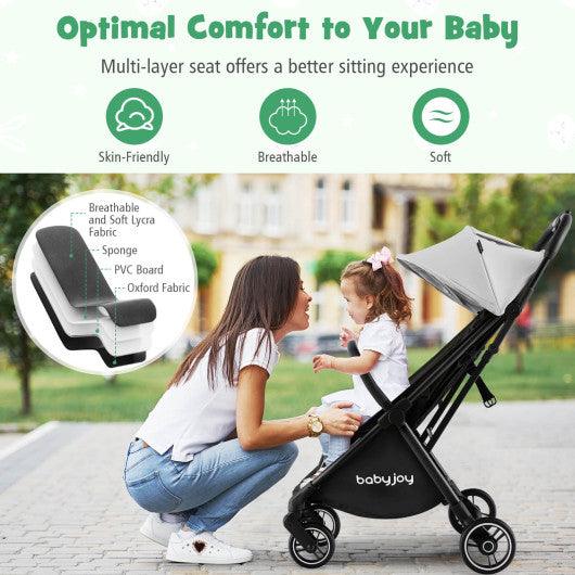 One-Hand Folding Portable Lightweight Baby Stroller with Aluminum Frame-Gray at Set Shop and Smile