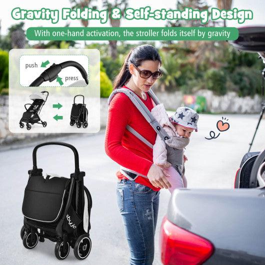One-Hand Folding Portable Lightweight Baby Stroller with Aluminum Frame-Gray at Set Shop and Smile