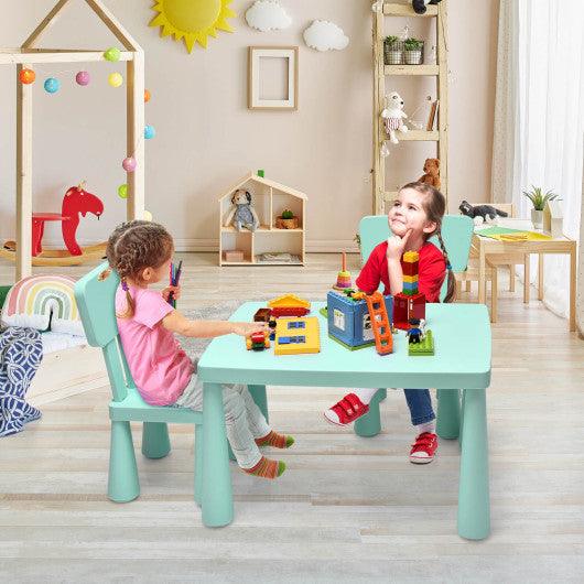 3 Pieces Toddler Multi Activity Play Dining Study Kids Table and Chair Set-Green at Set Shop and Smile