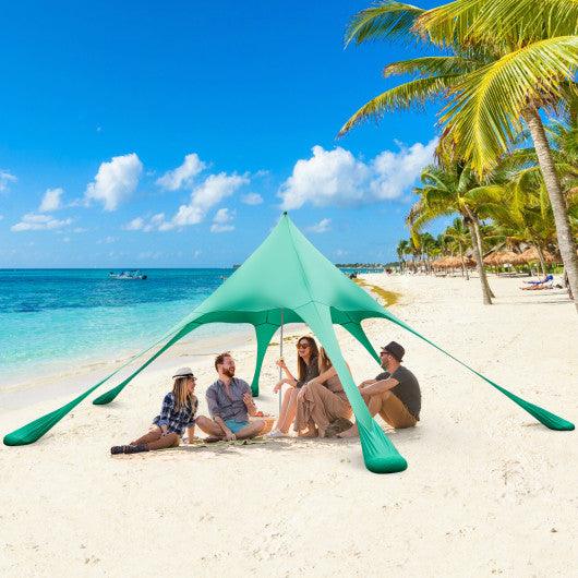 20 x 20 Feet Beach Canopy Tent with UPF50+ Sun Protection and Shovel-Green at Set Shop and Smile