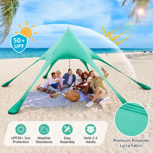 20 x 20 Feet Beach Canopy Tent with UPF50+ Sun Protection and Shovel-Green at Set Shop and Smile