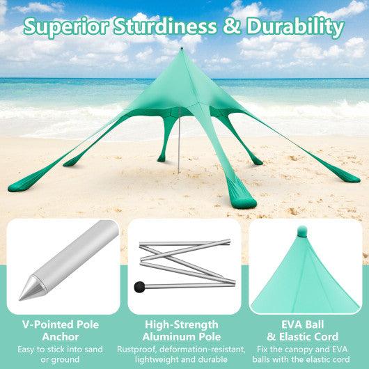20 x 20 Feet Beach Canopy Tent with UPF50+ Sun Protection and Shovel-Green at Set Shop and Smile