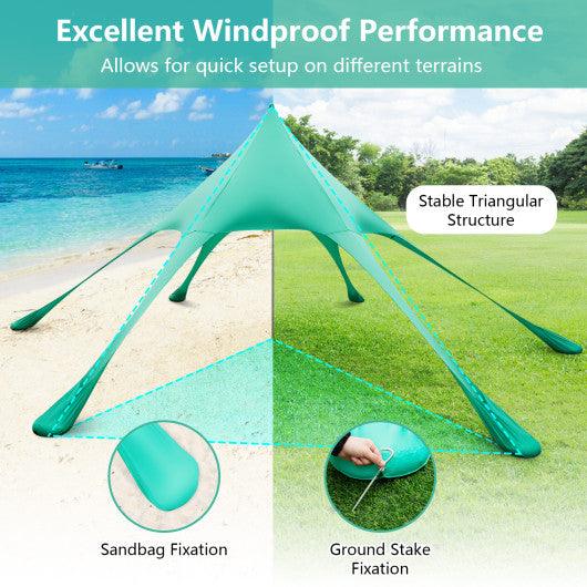 20 x 20 Feet Beach Canopy Tent with UPF50+ Sun Protection and Shovel-Green at Set Shop and Smile