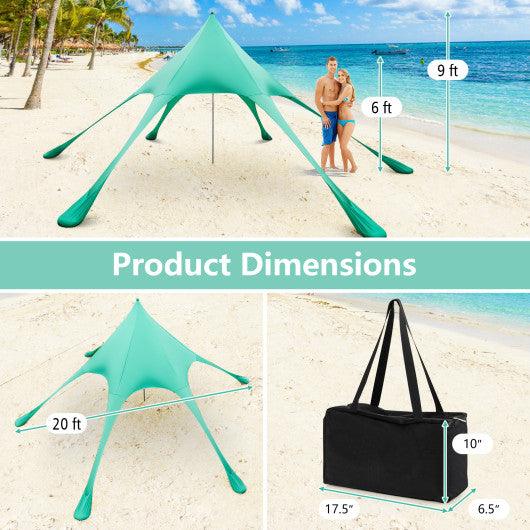 20 x 20 Feet Beach Canopy Tent with UPF50+ Sun Protection and Shovel-Green at Set Shop and Smile