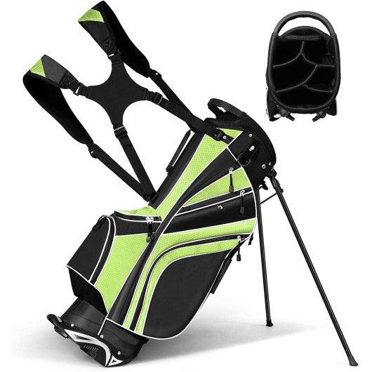 Golf Stand Cart Bag with 6-Way Divider Carry Pockets-Green at Set Shop and Smile