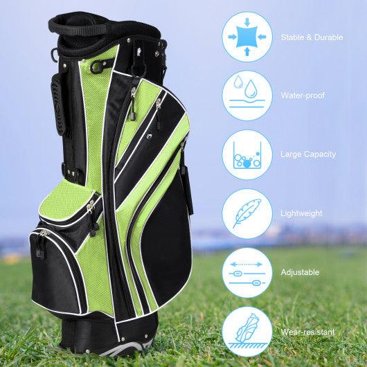 Golf Stand Cart Bag with 6-Way Divider Carry Pockets-Green at Set Shop and Smile