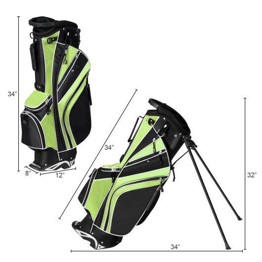 Golf Stand Cart Bag with 6-Way Divider Carry Pockets-Green at Set Shop and Smile