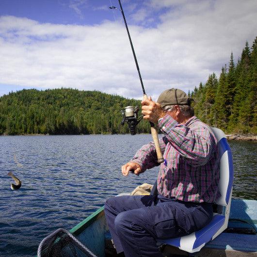 High Back Folding Boat Seats with Blue White Sponge Cushion and Flexible Hinges-1 Piece at Set Shop and Smile
