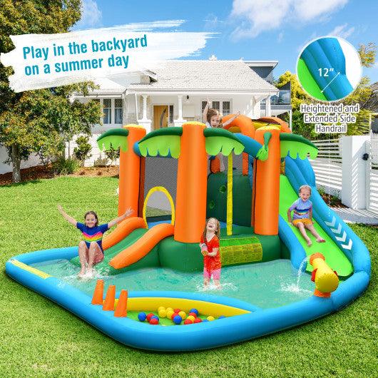 7-in-1 Inflatable Water Slide Park with Trampoline Climbing and 750W Blower at Set Shop and Smile