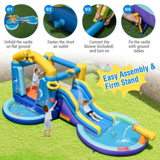 Inflatable Ocean-Themed Bounce House with 680W Blower and 2 Pools at Set Shop and Smile